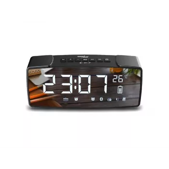 GRB Greenblue GB200 Bluetooth Radiowecker mit FM, Temperatur, Luftfeuchtigkeit, Alarm, Schlummerfunktion, LED-Anzeige, Schwarz/Grau