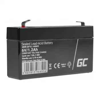 Green Cell AGM VRLA 6V 1.2Ah Wartungsfreie Batterie für Alarmanlagen, Registrierkassen, Spielzeug