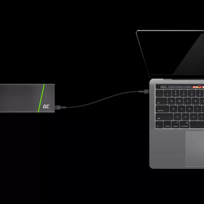 Green Cell GC PowerStream USB Type-C Male to Type-C Male Fast Charging Cable 2m Black