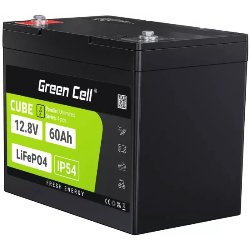 Green Cell LFPGC12V60AH UPS-Batterie Lithium-Eisenphosphat (LiFePO4) 12,8 V 60 Ah