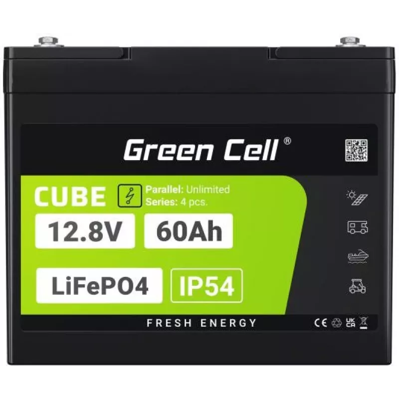 Green Cell LFPGC12V60AH UPS-Batterie Lithium-Eisenphosphat (LiFePO4) 12,8 V 60 Ah