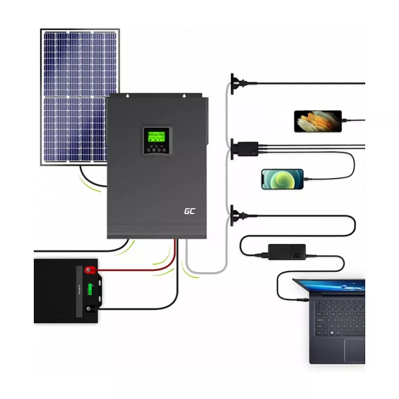 Green Cell Off-Grid Solar Wechselrichter 3000W 48V Pure Sine Wave mit MPPT-Laderegler