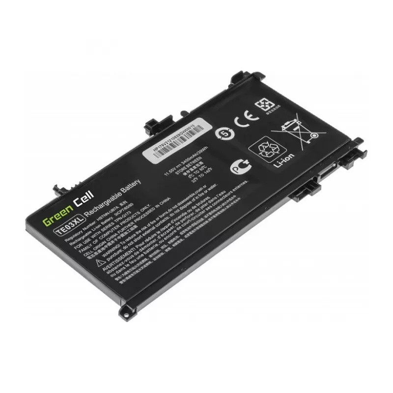 Green Cell TE03XL Akku für HP Omen 15-AX und Pavilion 15-BC Serie – 52,5 Wh, 11,55 V, 4550 mAh, Li-Ion, 3 Zellen, Schwarz