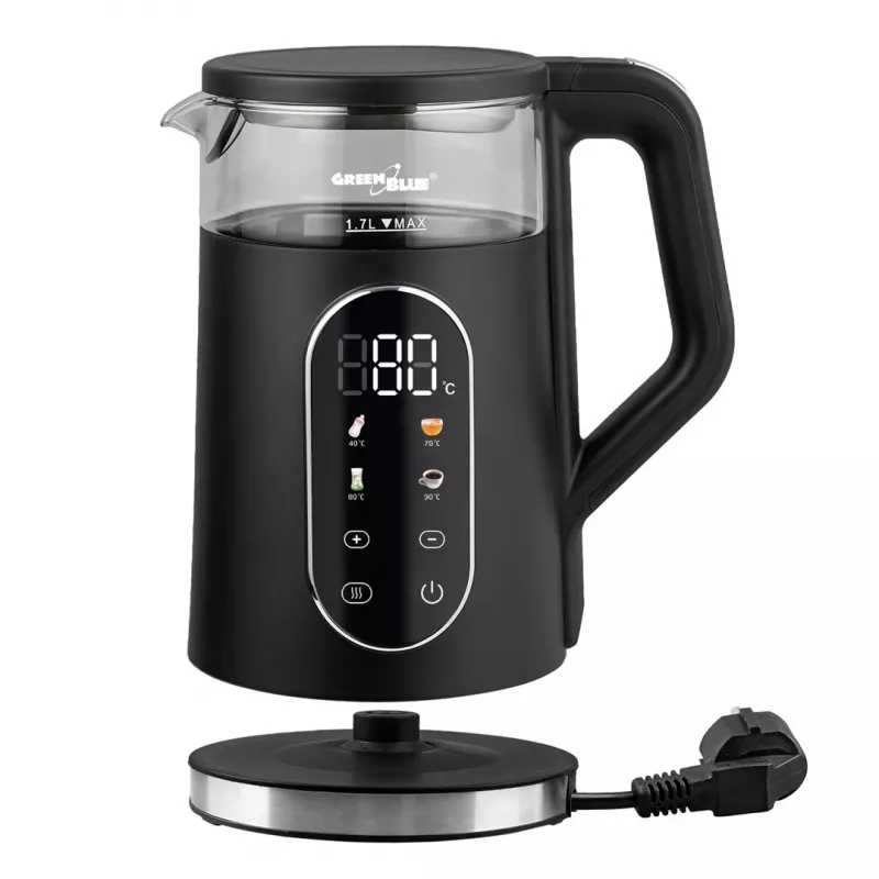 GREENBLUE Kabelloser Wasserkocher GB670 B 1,7L 2200W Schwarz/Silber