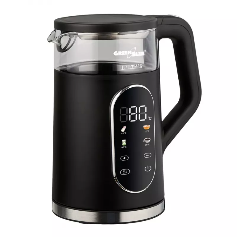 GREENBLUE Kabelloser Wasserkocher GB670 B 1,7L 2200W Schwarz/Silber