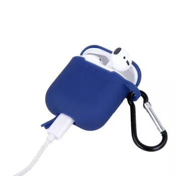 GreenGo Apple AirPods Silikonhülle mit Haken Dunkelblau