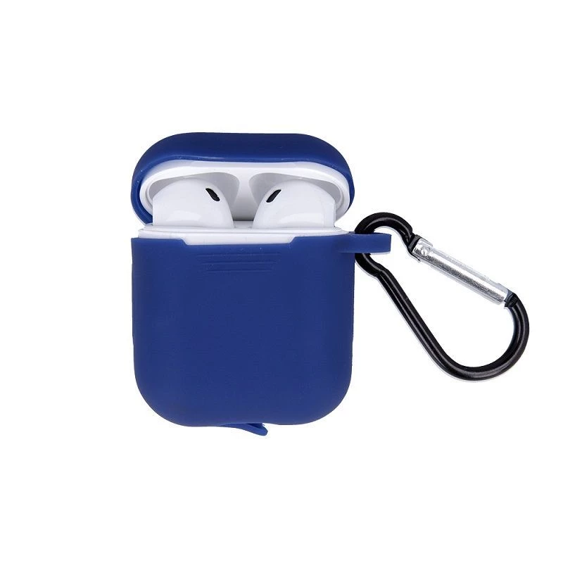 GreenGo Apple AirPods Silikonhülle mit Haken Dunkelblau