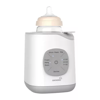 Grownsy 10-in-1 Flaschenwärmer (Grau) - Schnelles Erwärmen, Sterilisator, Auftauen, Nachtlicht