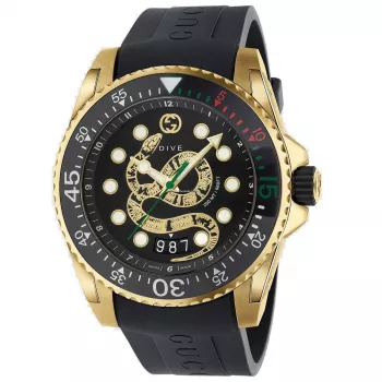 Gucci Dive Herrenuhr YA136219 45mm Schwarz Gummi