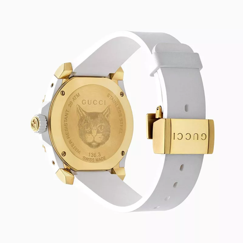 Gucci Dive Herrenuhr YA136322 40mm Edelstahl Schwarzes Zifferblatt Kautschukband