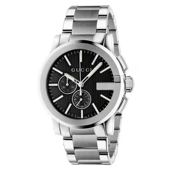 Gucci G-Chrono Herrenuhr YA101204 44mm Edelstahl Schwarzes Zifferblatt Chronograph Datum