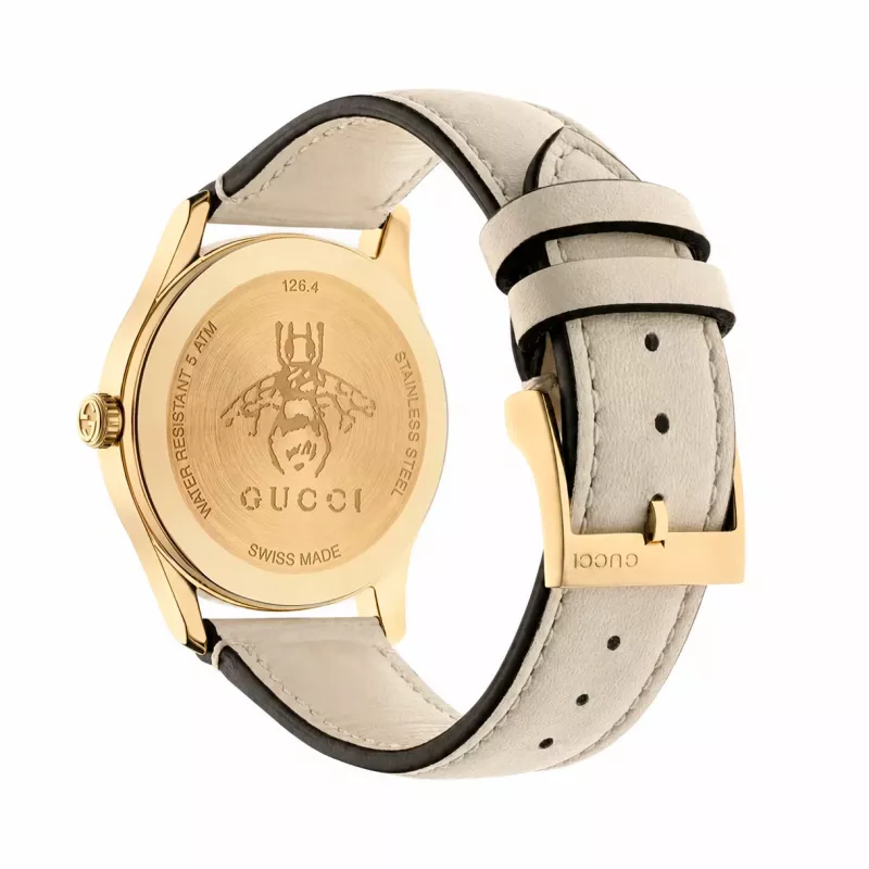 GUCCI G-Timeless Damenuhr YA1264128 38mm Swiss Quarz Edelstahl Silbernes Zifferblatt