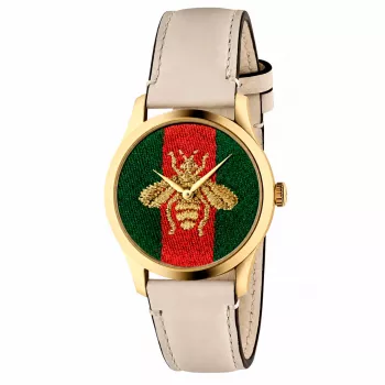 GUCCI G-Timeless Damenuhr YA1264128 38mm Swiss Quarz Edelstahl Silbernes Zifferblatt