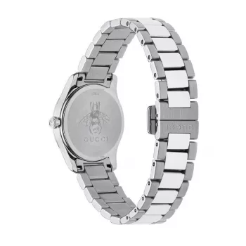 GUCCI G-Timeless Damen Quarzuhr YA126595 27mm Edelstahl Silbernes Zifferblatt