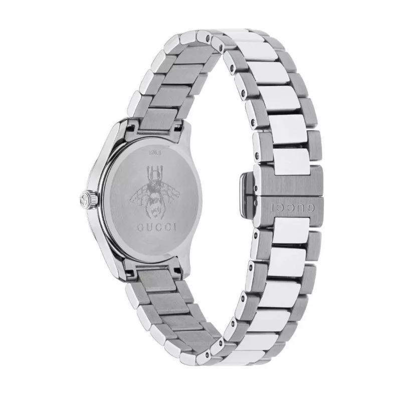 GUCCI G-Timeless Damen Quarzuhr YA126595 27mm Edelstahl Silbernes Zifferblatt