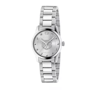 GUCCI G-Timeless Damen Quarzuhr YA126595 27mm Edelstahl Silbernes Zifferblatt