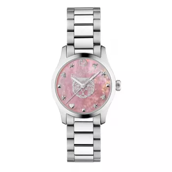 Gucci G-Timeless Damenuhr YA1265013 27mm Edelstahl Silbernes Zifferblatt