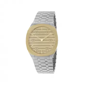 GUCCI G-Timeless Damenuhr YA163403 34mm Edelstahl Silber Sun-Brushed Zifferblatt