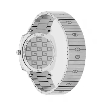GUCCI Grip Unisex Quarz Uhr 35mm Edelstahl Silber Zifferblatt YA157410