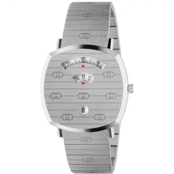 GUCCI Grip Unisex Quarz Uhr 35mm Edelstahl Silber Zifferblatt YA157410