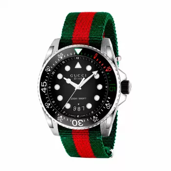 GUCCI Herrenuhr YA136209A 45mm Swiss Quarz Edelstahl Gummi Schwarz