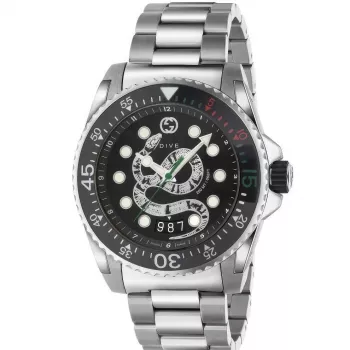 Gucci Herrenuhr YA136218 45mm Edelstahl Swiss Quarz Taucheruhr