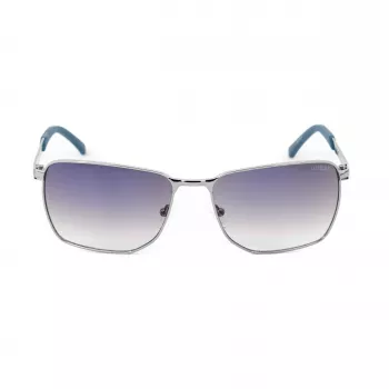 GUESS GF00018-6008C Herren Rechteck-Sonnenbrille - Schwarzer Rahmen, grau getönte Gläser, UV400