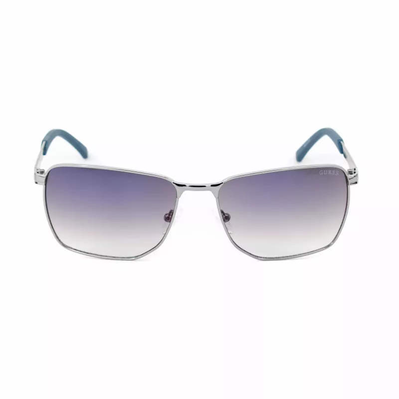 GUESS GF00018-6008C Herren Rechteck-Sonnenbrille - Schwarzer Rahmen, grau getönte Gläser, UV400