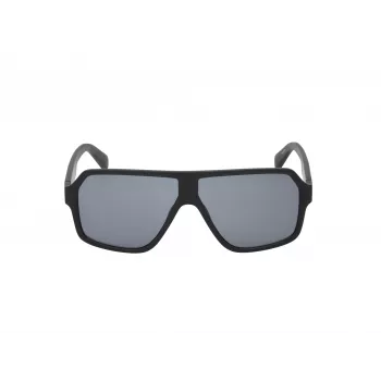 GUESS GF00047-6102A Herren Rechteck-Sonnenbrille - Glänzend Schwarzer Rahmen, Rauchgläser, 61mm