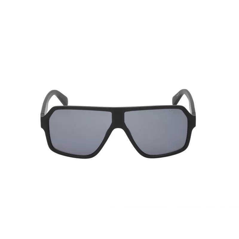 GUESS GF00047-6102A Herren Rechteck-Sonnenbrille - Glänzend Schwarzer Rahmen, Rauchgläser, 61mm