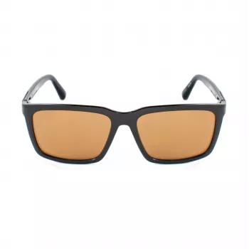 GUESS GF00062-5901E Herren-Sonnenbrille, eckig - Schwarzer Rahmen, graue Gläser, 59 mm