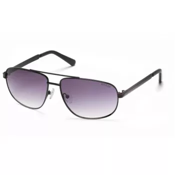 GUESS GF0244-6001A Herren-Sonnenbrille im Quadrat - Glänzend schwarzer Rahmen, Smoke-Gradient-Glas