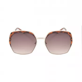 GUESS GF0410-5932F Damen-Sonnenbrille, eckig - Glänzend schwarzer Rahmen, Smoke-Gradient-Glas, 59 mm