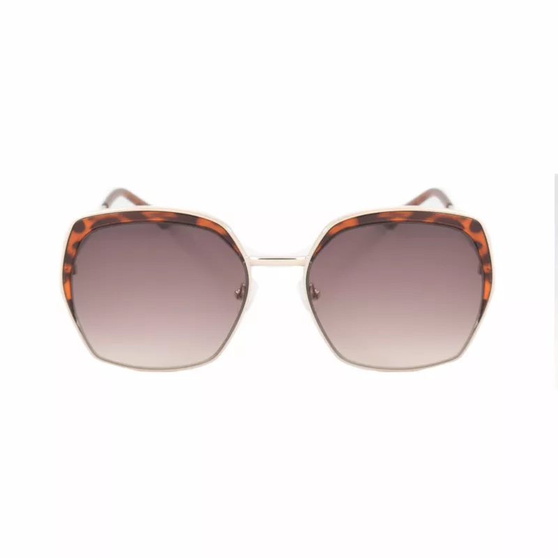 GUESS GF0410-5932F Damen-Sonnenbrille, eckig - Glänzend schwarzer Rahmen, Smoke-Gradient-Glas, 59 mm