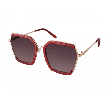 GUESS GF0418-5869T Damen Katzenaugen-Sonnenbrille - Glänzend schwarzer Rahmen, Smoke-Gradient-Glas, 58 mm