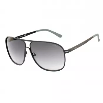 GUESS GF5025S-02B Herren Pilot-Sonnenbrille - Schwarzer Rahmen, Rauchgraue Gläser, 61 mm