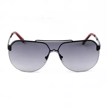 GUESS GF5053-0001B Herren Rechteck-Sonnenbrille - Schwarzer Rahmen, Rauchglas