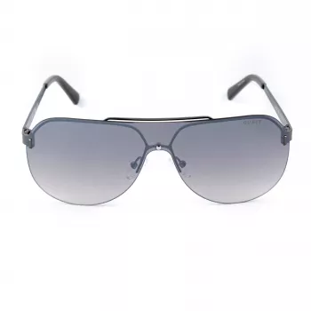 GUESS GF5053-0008F Herren-Sonnenbrille, eckig, schwarzer Rahmen, rauchfarbene Gläser, 58 mm