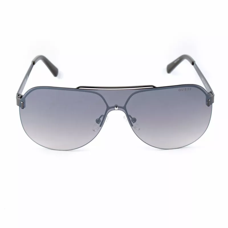 GUESS GF5053-0008F Herren-Sonnenbrille, eckig, schwarzer Rahmen, rauchfarbene Gläser, 58 mm