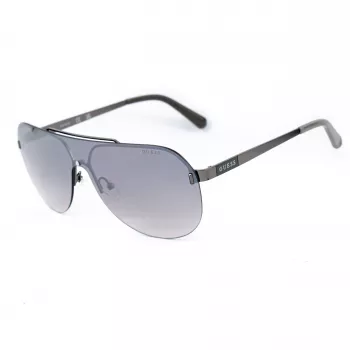 GUESS GF5053-0008F Herren-Sonnenbrille, eckig, schwarzer Rahmen, rauchfarbene Gläser, 58 mm