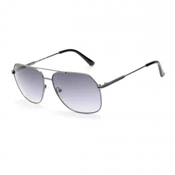 GUESS GF5079-6108B Herren-Sonnenbrille, eckig - Glänzend schwarzer Rahmen, Smoke-Gradient-Glas, 61 mm