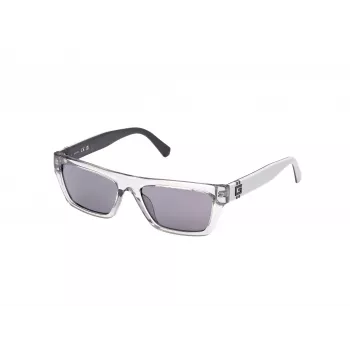 GUESS MAN Sonnenbrille GU00120-5520A Glänzend schwarzer Rahmen, verspiegelte Rauchgläser 55/17/145 mm