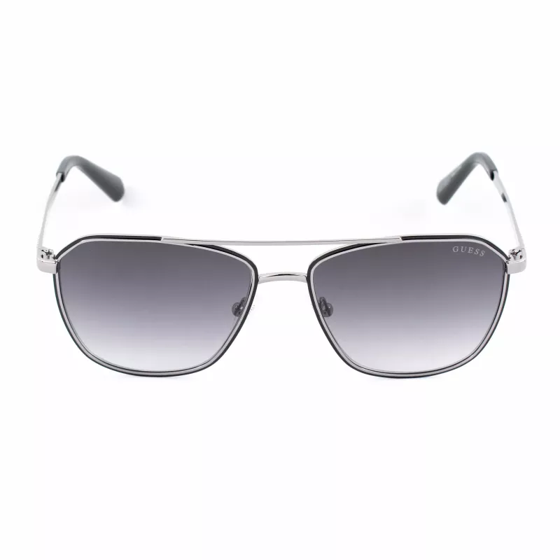 GUESS MAN Sonnenbrille GU00147-5605B Rechteckig Schwarzer Acetatrahmen Graue Polycarbonatgläser 56/16/145 mm UV400