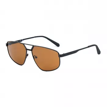 GUESS Herren-Sonnenbrille GF00044-6102E - Glänzender schwarzer Rahmen, rauchfarbene Gläser, 61/14/145 mm