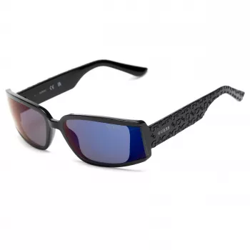 GUESS Damen GF5127-6501C Übergroße eckige Sonnenbrille, schwarzer Rahmen mit rauchfarbenen Gradientengläsern
