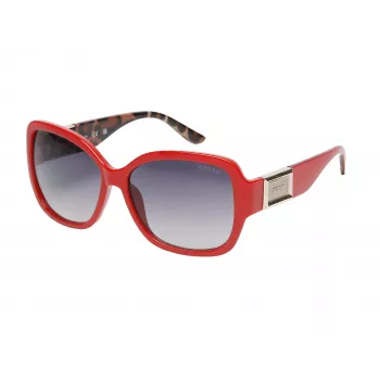 GUESS Damen GO00043-5866B Cat-Eye-Sonnenbrille - Schwarzer Rahmen, grau verlaufende Gläser, 58 mm