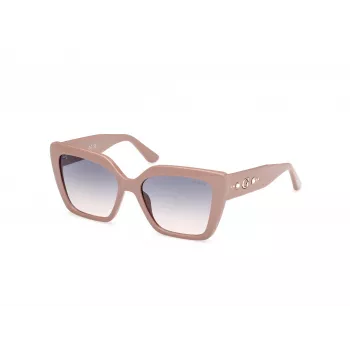 GUESS Damen-Sonnenbrille GU00162-5557W, eckige Acetat-Sonnenbrille, Havanna-Gestell, braune Gradientengläser, 55 mm
