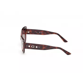 Guess Damen-Sonnenbrille GU00163-5452F Butterfly, Havanna-Acetatrahmen, braune Gradientengläser, 54/20/140 mm