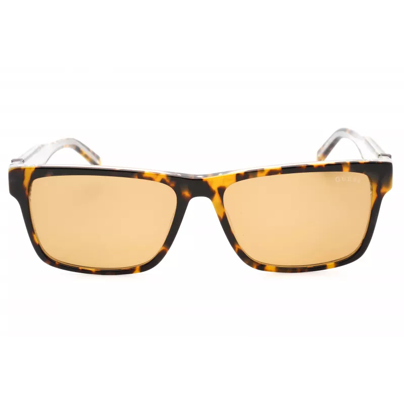 GUESS Damen rechteckige Acetat-Sonnenbrille GU00074-53E Havana Brown Gradient 55mm