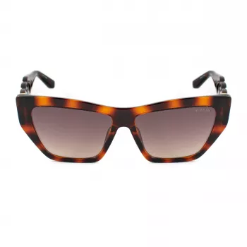 GUESS Damen-Sonnenbrille GU00111-5652F - Cat-Eye-Gestell aus dunkel havanna Acetat mit braunen Gradientengläsern 56/14/130 mm